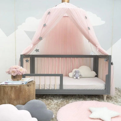 ciel de lit bebe voile rose poudre