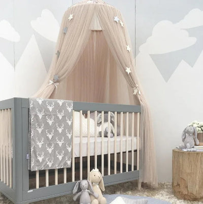 ciel de lit bebe voile taupe