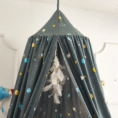 ciel de lit tissu gris
