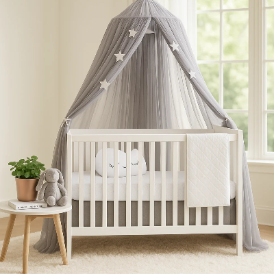 ciel de lit voile gris