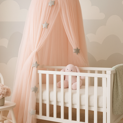 ciel de lit voile rose