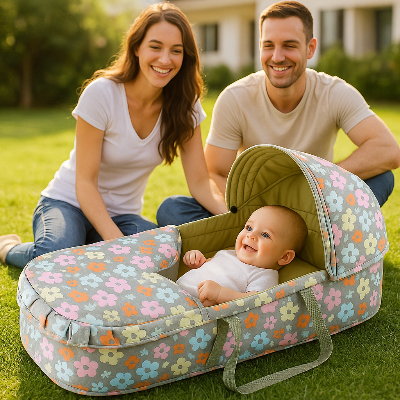 couffin transportable bebe heureux
