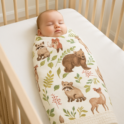 couverture bebe sommeil mousseline gaufre