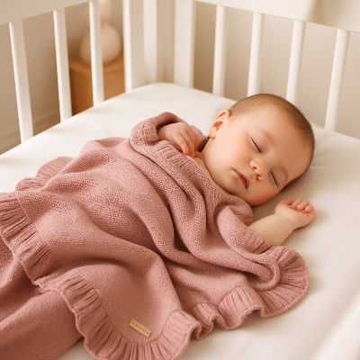 couverture bebe tricot rose sommeil