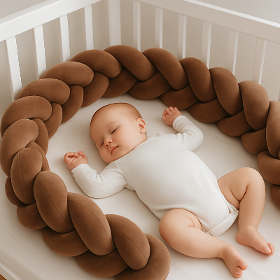 tresse de lit marron bebe sommeil