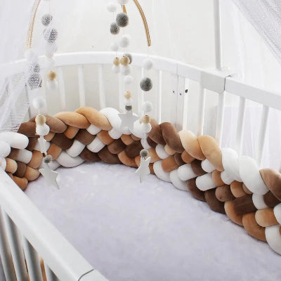 tresse de lit marron beige blanc